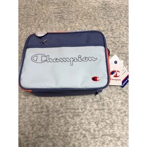 Champion Lunch Box Insulated Hard‎ Shell Tray Blue Gray Coral New With Tags